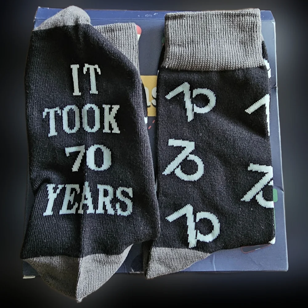 70TH Gray and Black Casual Crew Socks